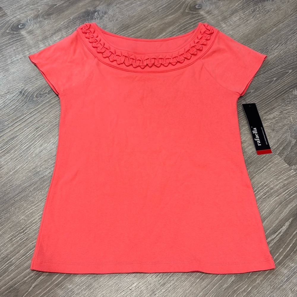 NWT rafaella fire coral scoop neck cap sleeve tee shirt